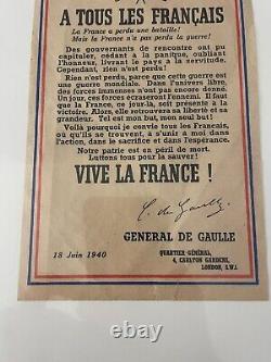 Rarissime Affiche Appel Du 18 Juin Originale 1943 De Gaulle France Libre Ffi Ffl