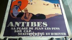 Roger Broders PLM ANTIBES affiche ancienne 1928