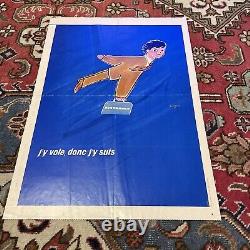 SAVIGNAC AFFICHE HÉLIOGRAVURE Originale AIR FRANCE J'Y VOLE J'Y SUIS BE Rare