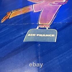 SAVIGNAC AFFICHE HÉLIOGRAVURE Originale AIR FRANCE J'Y VOLE J'Y SUIS BE Rare