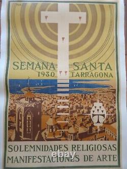 SEMANA SANTA 1930 Tarragona Espagne AFFICHE ANCIENNE Original Vintage poster