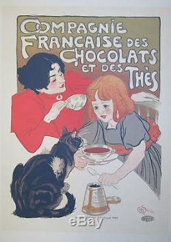 STEINLEN Maitres de l'affiche pl n°170 CHOCOLAT ET THÉ CAT 1899 ART NOUVEAU