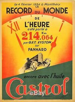 Superbe Projet D'affiche Record Castrol Pastel Andre Renaudin Original Violet