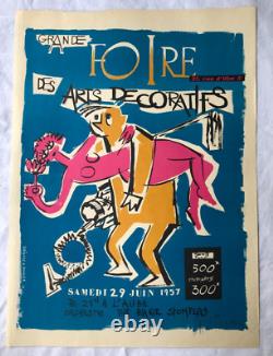 Savignac Affiche signée main 1957 Grande Foire des arts décoratifs Ulm signed