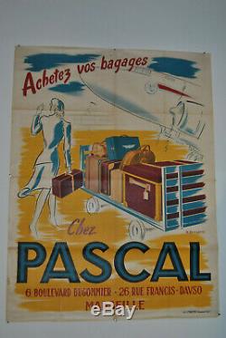 Splendide affiche ancienne Bagage Pascal, avion air france, top état