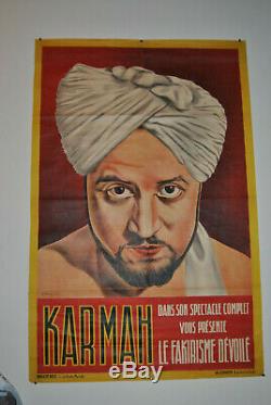 Splendide affiche ancienne Karmah cirque, Fakir top état