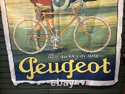 Superbe Affiche Ancienne PEUGEOT RARE Dans Son Jus D'origine 160 X 120