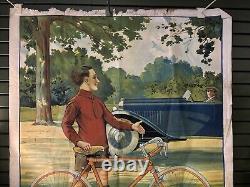 Superbe Affiche Ancienne PEUGEOT RARE Dans Son Jus D'origine 160 X 120