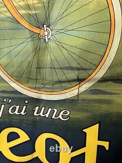 Superbe Affiche Ancienne PEUGEOT RARE Dans Son Jus D'origine 160 X 120