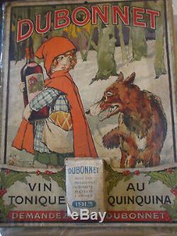 Superbe carton calendrier Dubonnet par René Vincent petit chaperon rouge 1913