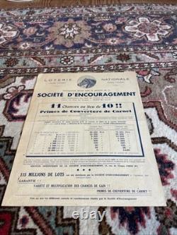 Sweepstake Affichette Loterie Nationale Originale 1936 Introuvable