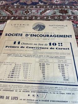 Sweepstake Affichette Loterie Nationale Originale 1936 Introuvable