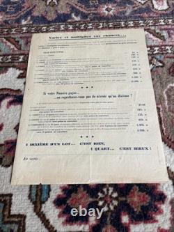 Sweepstake Affichette Loterie Nationale Originale 1936 Introuvable