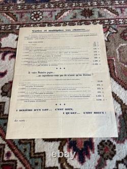 Sweepstake Affichette Loterie Nationale Originale 1936 Introuvable