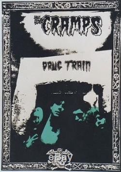 THE CRAMPS / DRUG TRAIN Affiche U. K. Originale entoilée 1980 61x85cm