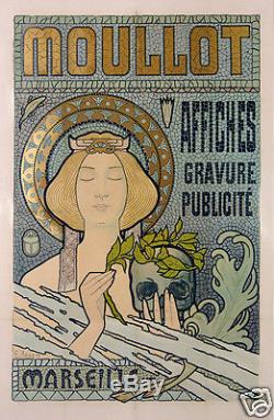 T. G. Roux Affiche Ancienne Affiche Gravure Publicite Moullot Marseille 1897 Rare