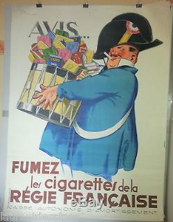 Tabac cigarettes Affiche ancienne René Vincent/french tobacco vintage poster