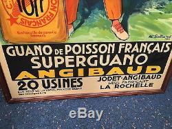 Tableau Affiche publicitaire Litho Ancienne Super Guano ANGIBAUD par A Galland