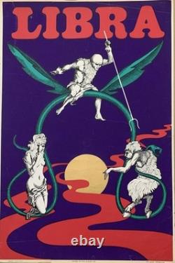 Tableau ancien affiche publicitaire Libra vintage The Glass Motorcycle 76X51