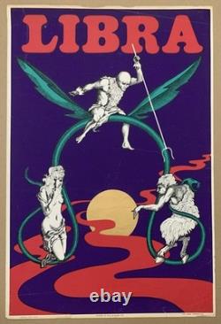 Tableau ancien affiche publicitaire Libra vintage The Glass Motorcycle 76X51