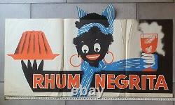 Très rare Affiche originale RHUM NEGRITA 96 x 53 cm, années 40/50, très bon état