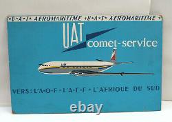 UAT Comet Service Aeromaritime 1954 Panneau Peint sur isorel d epoque 55 x 35 Cm