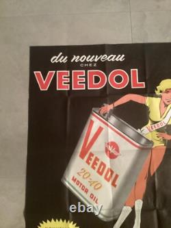VEEDOL rarissime affiche pin up annees 1950 70 cm 58,5 cm no plaque émaillée