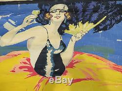 Véritable ancienne affiche bar bistrot FAP ANIS illustration femme anis pastis