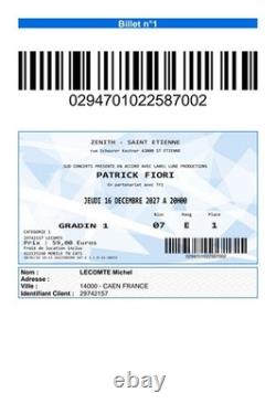 Vendre Ticket Concert Patrick Fiori