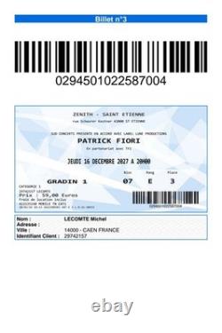 Vendre Ticket Concert Patrick Fiori