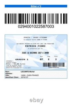 Vendre Ticket Concert Patrick Fiori