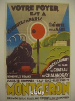 Vends affiche publicitaire ancienne train originale