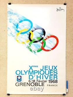 Véritable affiche vintage Xe Jeux Olympiques d'hiver Grenoble 1968, Jean Brian